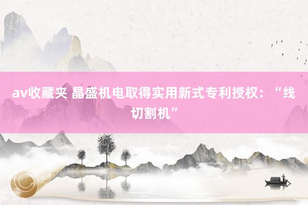 av收藏夹 晶盛机电取得实用新式专利授权：“线切割机”
