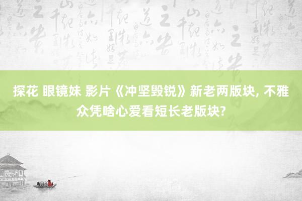 探花 眼镜妹 影片《冲坚毁锐》新老两版块, 不雅众凭啥心爱看短长老版块?