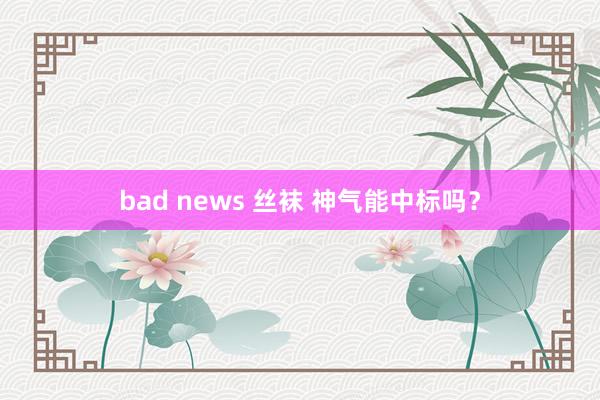 bad news 丝袜 神气能中标吗？
