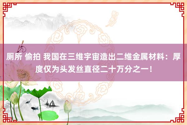 厕所 偷拍 我国在三维宇宙造出二维金属材料：厚度仅为头发丝直径二十万分之一！