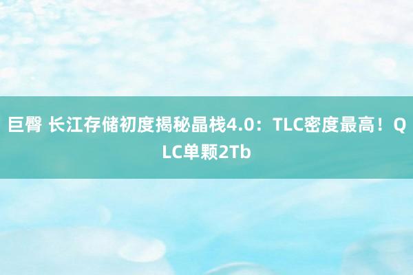 巨臀 长江存储初度揭秘晶栈4.0：TLC密度最高！QLC单颗2Tb